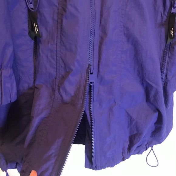 Athleta x Allyson Felix Purple Long Packable Lightweight Windbreaker hood Sz L - Picture 8 of 15